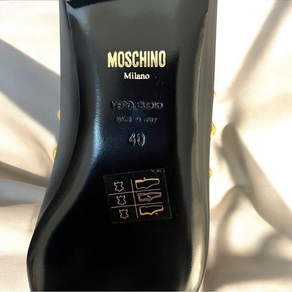 MOSCHINO Teddy Bear Stud Flats Black Ballerina Flats EU Size 40/US9.5 New in Box - Picture 5 of 10